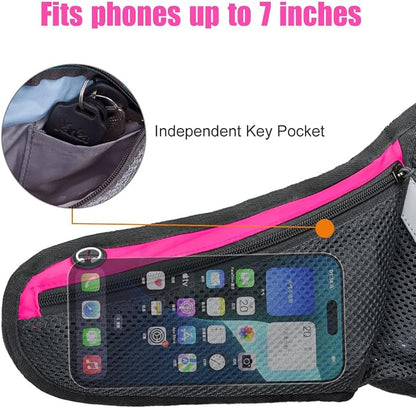 PYFK Running Belt Hydration Waist Pack with Water Bottle Holder for Men Women Waist Pouch Fanny Bag Reflective