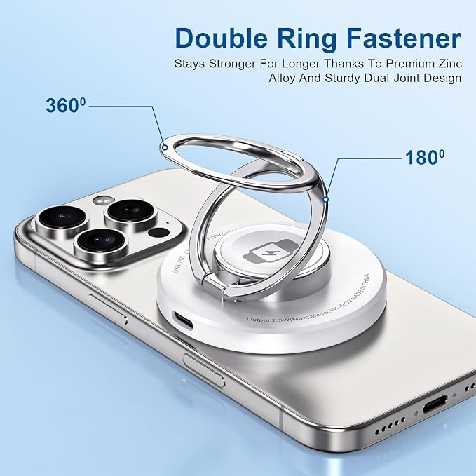 Double Phone Ring Magnetic Charging Holder | Wireless Charging Phone Ring Stand | 3-in-1 Charging Station for Apple Devices | Multi-Device Travel Charger for iPhone, AirPods & Apple Watch (white)