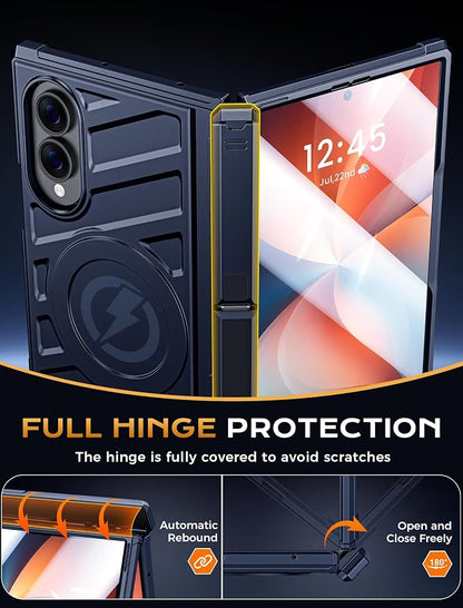 Protective Case for Samsung Galaxy Z Fold 8 5G 2026, Magnetic MagSafe Compatible, Full Hinge Protection, Dual Angle Kickstand, Shockproof Anti-Scratch TPU+PC Phone Cover Blue