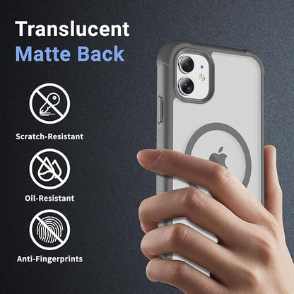 jaroco Magnetic for iPhone 11 Case, [Compatible with MagSafe][Military Grade Drop Protection][Heavy Duty Protection][Non-Slip][Shockproof] 2-Layer Durable Bumper Phone Case 6.1''-Gray