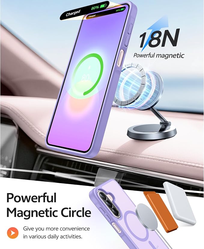 FNTCASE for Galaxy A27 5G Phone Case, Fit for Magsafe, Screen Protector | Translucent Matte, 14FT Military Grade Drop Protection, Slim Shockproof Protective, for Samsung A 27 4G Cover, Light Purple