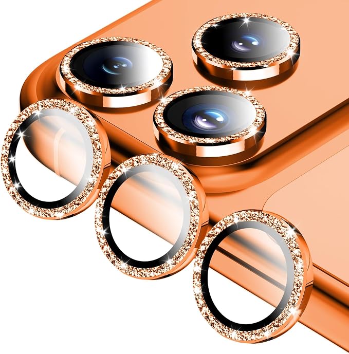 Jeluse Camera Lens Protector for iPhone 17 Pro Max/17 Pro/16 Pro Max/16 Pro/15 Pro Max/15 Pro/14 Pro Max/14 Pro, 9H Tempered Glass Screen Protector Cover Alignment Kit Metal Individual Ring
