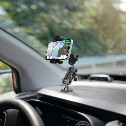 Wall Mount Phone Holder Drilling Base Heavy Duty iPhone Stand,360° Adjustable 2-Stage Arms Mount for Wall/Desk/Car/Truck/Van Dashboard,Compatible with 3.5~7.5" iPhone/HTC/LG/Nexus/Huawei Smartphone
