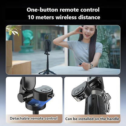 Magsafes Tripod Stand for iPhone,4 in 1 Multifunctional Magnetic Selfie Stick,360° Rotation Phone Tripod with Wireless Remote for iPhone & Android,for Cell Phone Video Recording Travel (Black)