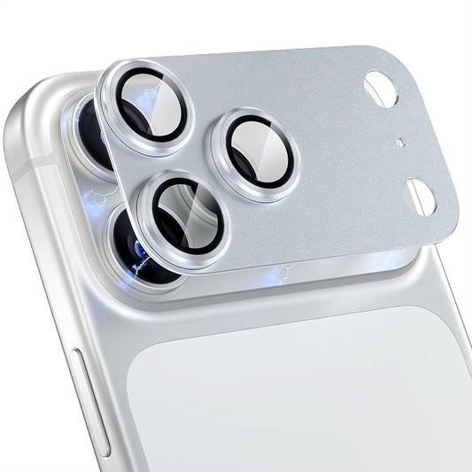 Choiche Compatible for iPhone 17 Pro Max Camera Lens Protector, Strong Adsorption Camera Cover with 9H Tempered Glass Lens Screen Protector Metal Ring Decoration Accessories 6.9-inch (Silver)