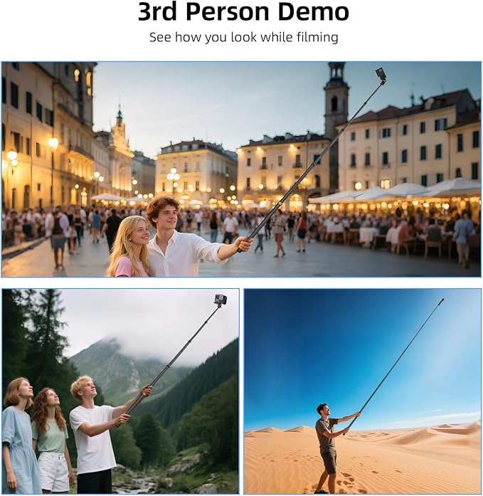 BRDRC 3m Selfie Stick for Insta360 X5 X4 Air, 118 Inch Carbon Fiber Invisible Ultra Long Extension Pole for Insta 360 ONE X5 X4 X3 RS, for DJI OSMO 360 Accessories (with Go Pro Adapter, Storage Bag)