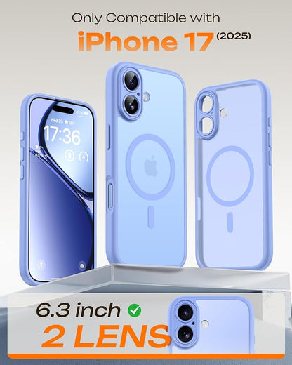 TOCOL for Phone 17 Case, Compatible with Magsafe Charger, Full Camera Protection, Drop Protection, Translucent Matte Phone Case for Phone 17 6.3 inch (Light Blue)