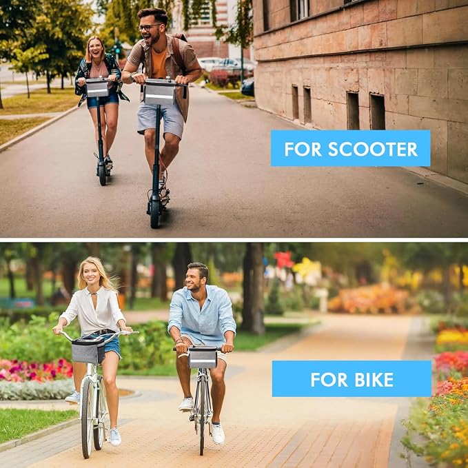 Bike Handlebar Bag - Front Basket with Bike Phone Mount, Bicycle Cooler Pouch Pack for Kids Girls Boys Men Women