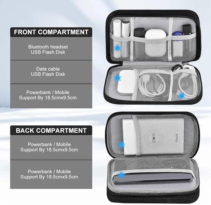 ZINZ Electronic Accessories Organizer, Travel Cable Carry Pouch Storage Bag for Laptop Attachment Cable, Cord, Charger, Earphone etc,Black