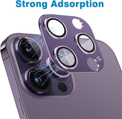 for iPhone 14 Pro and iPhone 14 Pro Max Camera Lens Protector, Anti-Scratch Tempered Glass Camera Screen Protector Shockproof Full Protective Camera Cover Case Friendly Lens Cover-Purple