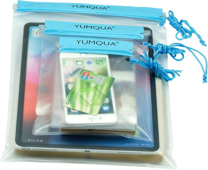 YUMQUA Clear Waterproof Bag, Waterproof Document Pouch Passport Holder Water Tight Map Case Waterproof Pouch Water Proof Small Dry Bags for Kindle Phone Tablet Camera, Kayak Boat PaddleBoard