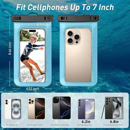 1 Pack Waterproof Phone Pouch,Waterproof Phone Case Dry Bag for iPhone 17 16 15 14 13 Pro Max up to 7", Cruise Essentials Travel EssentiBeach Accessories for Vacation Must Haves, Blue