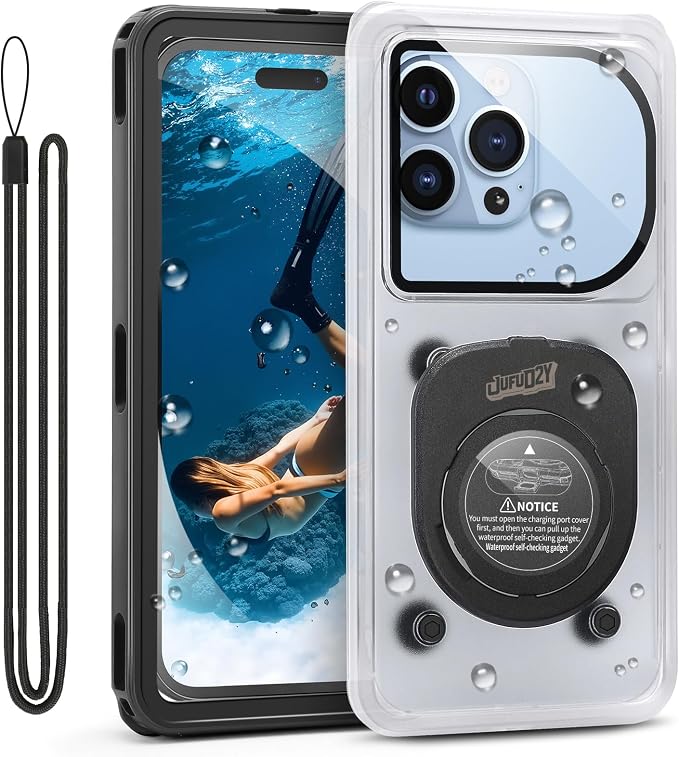 Waterproof Phone Case, IPX8 Underwater Floating Pouch for Snorkeling Swimming Beach Cruise Travel, Water Proof Dry Case for iPhone 17/16/15/14 Pro, Samsung Galaxy S26/S25/S24 (Black)
