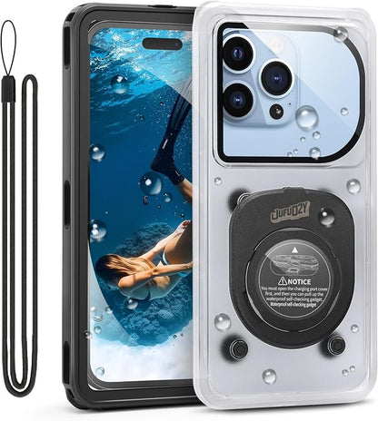 Waterproof Phone Case, IPX8 Underwater Floating Pouch for Snorkeling Swimming Beach Cruise Travel, Water Proof Dry Case for iPhone 17/16/15/14 Pro, Samsung Galaxy S26/S25/S24 (Black)