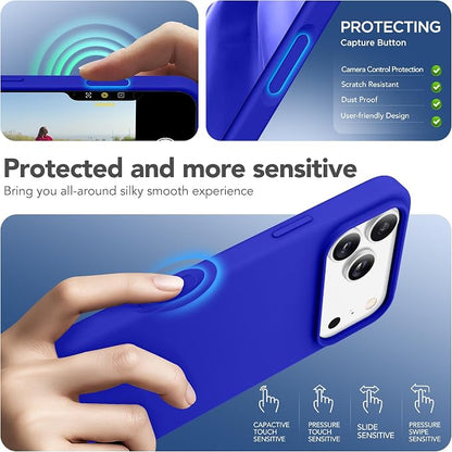 GONEZ Magnetic for iPhone 17 Pro Max Case, Compatible with MagSafe, [Screen Protector + Camera Lens Protector], Liquid Silicone Anti-Scratch Shockproof Protective Phone Case 6.9 inch, Cobalt Blue