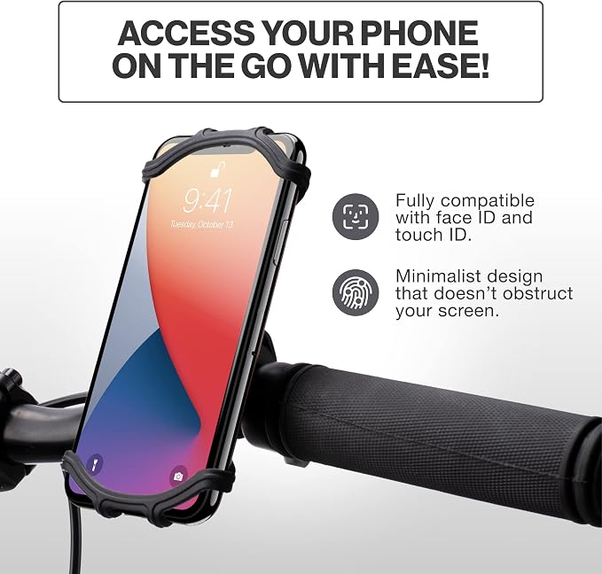 TeamObsidian Bike Phone Mount [ Size L] Made of Durable Non-Slip Silicone. Rotatable Mobile Cellphone Holder/Universal Cradle for All Bicycle Handlebars and 99% of Smartphones: