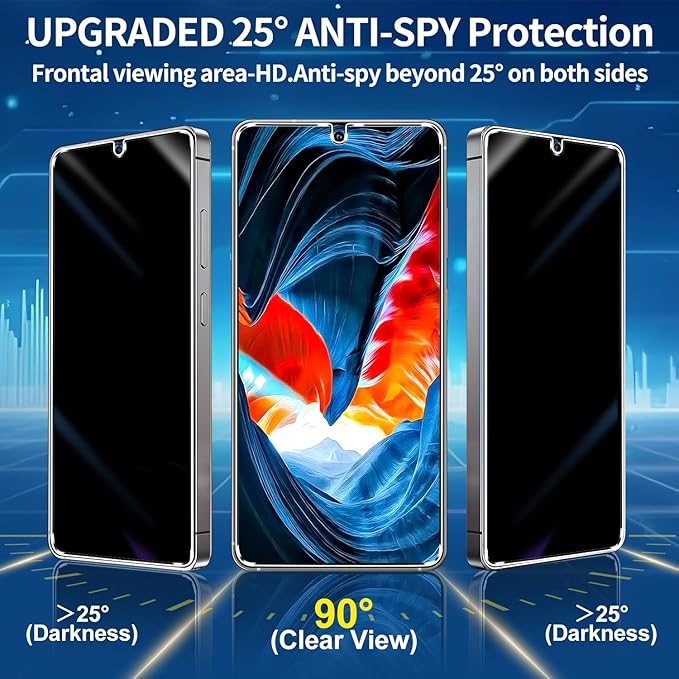 3 Pack Privacy Screen Protector for Samsung Galaxy S26 Ultra Tempered Glass + 2 Pack Camera Lens Protector, True 25°Anti Spy, Military Grade Shatterproof, 9H+ Hardness, Auto Alignment Frame 6.9"