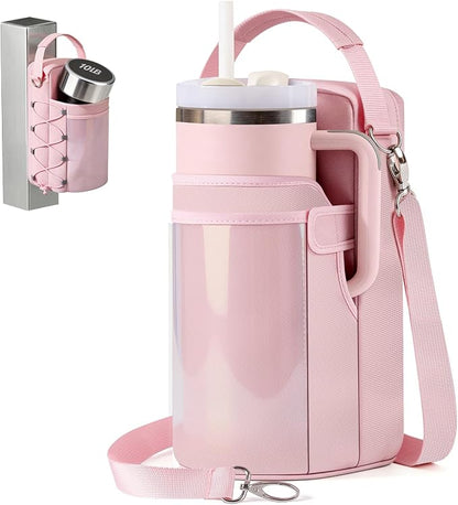 GLORIEROO Magnetic Gym Bag for Women - Water Bottle Holder Bag Carrier - Gym Workout Accessories Essentials Gifts for Women | 4 Built-in Magnets, Touchscreen Pocket, Fits 40oz Tumbler, Shoulder Strap