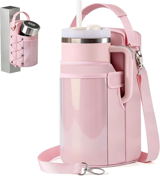 GLORIEROO Magnetic Gym Bag for Women - Water Bottle Holder Bag Carrier - Gym Workout Accessories Essentials Gifts for Women | 4 Built-in Magnets, Touchscreen Pocket, Fits 40oz Tumbler, Shoulder Strap