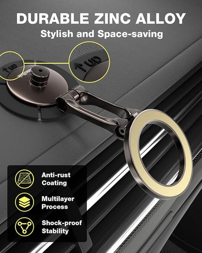 Smolink Tesla Phone Mount, All Metal Strong Magnet Magnetic Phone Holder for Car Dashborad and Tesla Model 3/Y/S/X, Foldable Hidden for MagSafe Car Mount Fit for iPhone All Phones, Beige