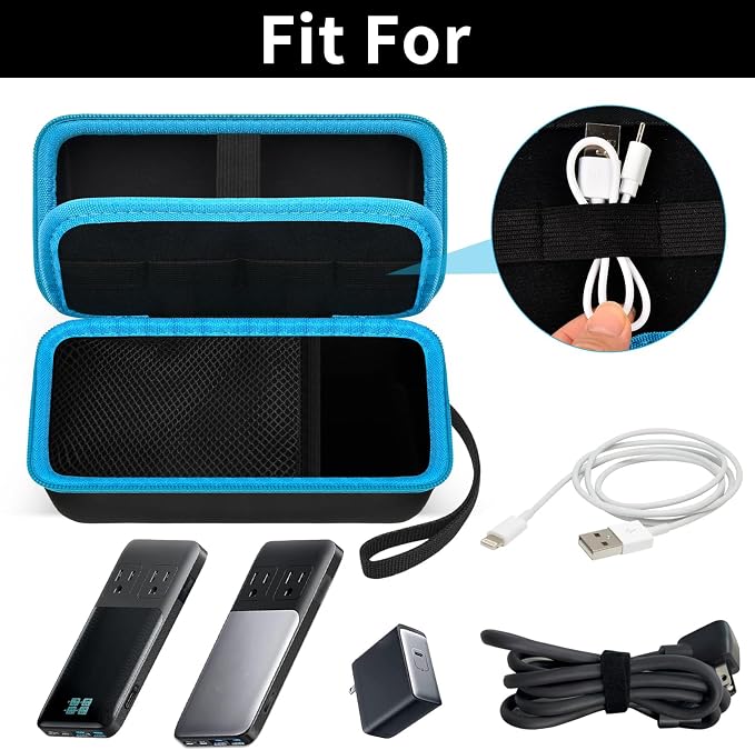 Comecase Travel Case for Anker 727/ Prime 6-in-1 USB C Charging Station | Hard Shell, Mesh Pocket and Elastic Cable Slots for Travelers, Business Trips, Camping and Remote Work, Box Only - Blue
