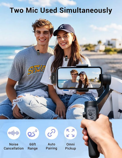 Kairiyard Wireless Mini Lavalier Microphone for iPhone iPad Android Phone, Noise Reduction, 25H Battery Charging Case, Plug and Play Magnetic Clip on Lapel Mic for Video Recording Podcast Vlogging