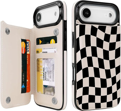 uCOLOR for iPhone 17 Air Wallet Case with Card Holder PU Leather RFID Blocking Design iPhone Air flip case for Women Men Magnetic Clasp Kickstand Design 6.5 inch (Dune Mirage Checkboard)