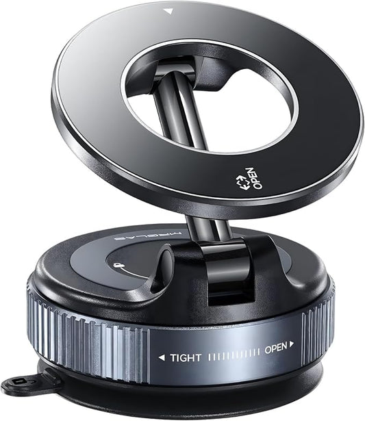 2026 Upgraded Vacuum Magnetic Car Phone Holder with 3 Rings 360° Ultra Suction Cup Phone Mount for MagSafe Cell Phone Holders for Your Car/Gym/Mirror Mount for iPhone & Android