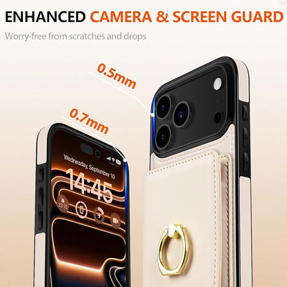 LOHASIC for iPhone 17 Pro Max Case Wallet with Card Holder, 360° Rotation Ring, RFID Blocking, 5 Card Slots, PU Leather 6.9" Cover for Apple 17 Pro Max Men Women, Ivory White