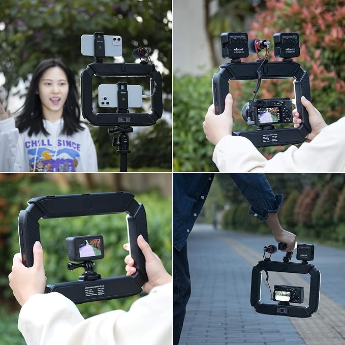 ULANZI Smartphone Video Rig with Light, Cell Phone Handheld Stabilizer with Ring Light 8500k Selfie Light for Filmaking Live Steam Tiktok YouTube Video Recording, with 8000mAh Build-in Battery