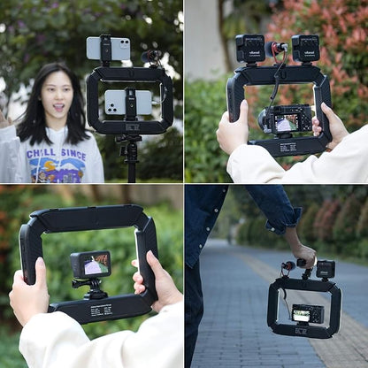 ULANZI Smartphone Video Rig with Light, Cell Phone Handheld Stabilizer with Ring Light 8500k Selfie Light for Filmaking Live Steam Tiktok YouTube Video Recording, with 8000mAh Build-in Battery