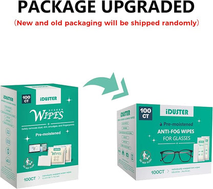 Screen Cleaner Wipes for Electronics, Individually Wrapped Laptop Screen Cleaner Wipes, Pre-Moistened Portable Electronic Wipes for Cell Phone, TV Screen, Computer Screen, Pack of 100