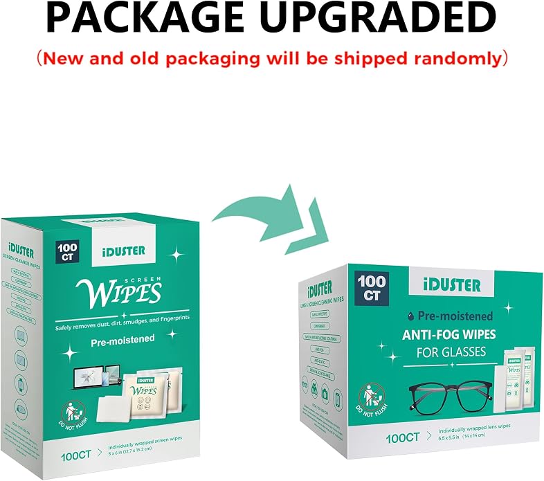 Screen Cleaner Wipes for Lens - Premoistened Eyeglasses Cleaning Wipes, Streak-Free Screen Wipes for iPad, Phone, Car, TV, Computer, Laptop, Eye Glasses
