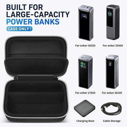 Case Compatible with Anker Prime Power Bank 26,250/25,000 Power Banks, Storage Organizer for Charging Base for Travel&Outdoor Use (Box Only) (for Power Bank & Base)