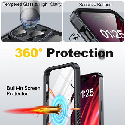 for iPhone 15 Pro Max Case Waterproof - Built-in Privacy Screen Protector & HD Screen Protector [IP68 Underwater] Shockproof Dustproof Full Body Protection iPhone 15 Pro Max Phone Case