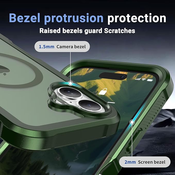 jaroco Magnetic for iPhone 17 Case, [Compatible with MagSafe][Military Grade Drop Protection][Heavy Duty Protection][Non-Slip][Shockproof] 2-Layer Durable Bumper Phone Case 6.3''-Army Green