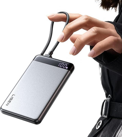 LISEN [CCC Certified] [Metal Alloy] 0.5" Ultra Slim 10000mAh Power Bank, TSA Approved Airplane Travel Essentials, Portable Charger USB C Fast Charging for iPhone 17 Air 16 15 Pro Samsung Galaxy S26