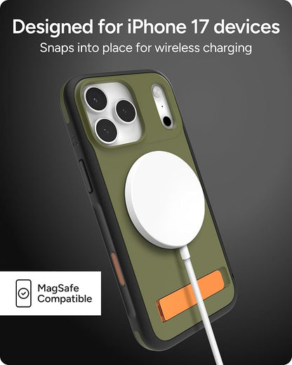 ZAGG Sedona Snap Case with Kickstand for iPhone 17 Pro Max - Green Sea Kelp, Drop Protection (13ft/4m), Multi-Layer Protection, with Camera Button, MagSafe Phone Case with Impact-Absorbing Bumpers