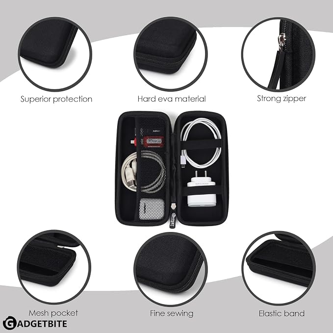 Portable Electronic Accessories Organizer - Travel-Friendly Pouch For Vlogging Camera, Usb Cables, Power Banks, Adapters, Hard Disks, And More (Black)
