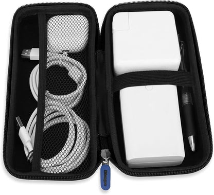 iMangoo Travel Essential Electronics Organizer Pouch Charger Case, Shockproof Dual Zipper Power Bank Cables Tech Accessories Purse, Men & Women Travel Must Have Storage Bag, 8.5x4.5x2 inch Dark Blue