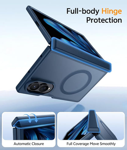 FNTCASE for Samsung Galaxy Z Fold 8 Case, Fit for Magsafe, Hinge Protection | Screen Protector, Translucent Matte Magnetic Back, 18FT Military Grade Drop Proof, Protective Phone Cover, Blue