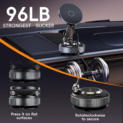 Magnetic Phone Holder for Car 2026 Heavy Duty Model 360° Adjustable Vacuum Suction Car Magsafe Phone Mount Cell Phone Holders for Your Car for iPhone 16 Pro Max 15 14 13 12 Plus (Metal Stand Rotor)