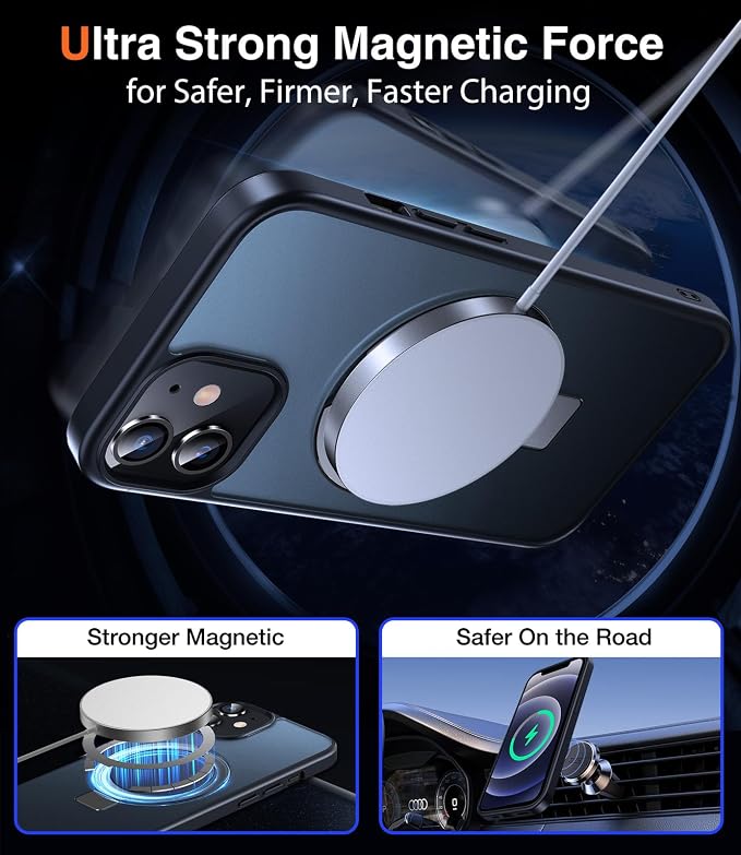 Chicfun 3-in-1 [Magnetic+Kickstand+Ring Holder] Compatible with iPhone 12/12 Pro Case Stand Ring Holder Compatible with MagSafe, Military Shockproof for iPhone 12/12 Pro Phone Case Cover Black