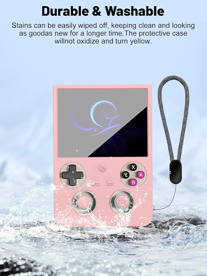 Silicone Protective Case for Anbernic RG477V Game Console, Full-Body Protective Cover with Precise Cutout, Shockproof Dustproof Protector Sleeve & Scratch-Resistant Sleeve (Pink)