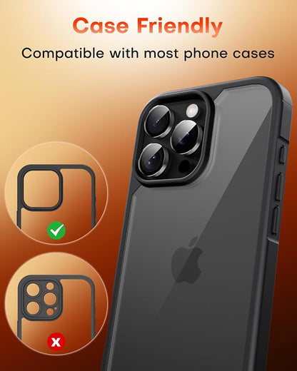 TOCOL for iPhone 15 Pro Max Camera Lens Protector/iPhone 15 Pro Camera Lens Protector Tempered Glass HD Individual Scratch Resistant Cover Accessories Case Friendly 2 Pack（Black）