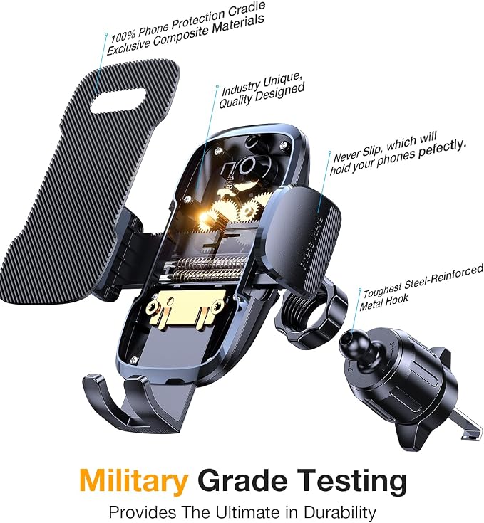 Coolpow 3-in-1 Car Phone Holder Mount【Strongest Suction & Military-Grade】Cell Phone Holders for Your Car Phone Holder Hands Free Camera Mount for for iPhone 17–12, Comfortable Natural Video Recording