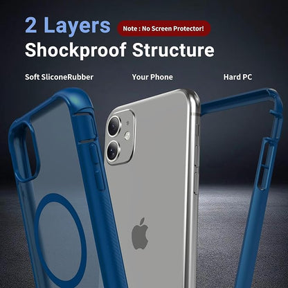 jaroco Magnetic for iPhone 11 Case, [Compatible with MagSafe][Military Grade Drop Protection][Heavy Duty Protection][Non-Slip][Shockproof] 2-Layer Durable Bumper Phone Case 6.1''-Deep Blue