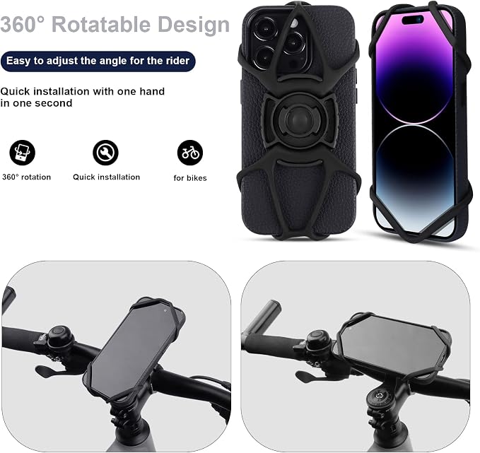 WALLFID Bike Phone Mount for Stem Mounting 4.7"-7.2" Cell Phones, Aluminum Alloy Strong Ultra Light Phone Mount for Bicycle, Designed for Road Bicycle Accessories - Cycling Gift