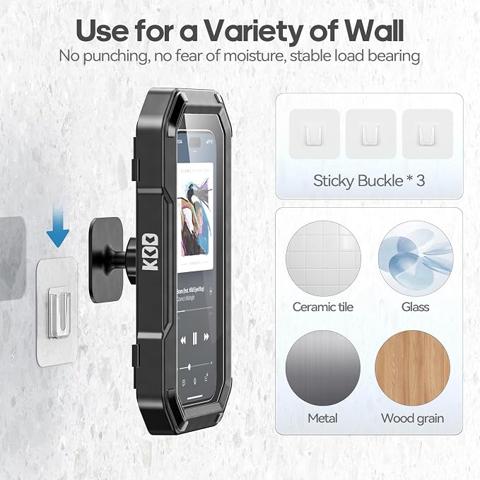 KDD Shower Phone Holder Waterproof - 360° Rotation Detachable Phone Case, Fully Enclosed High Touch Sensitive Design Wall Phone Mount Stand, Bathroom Mirror Bathtub Accessories for 4-6.7” Cellphones