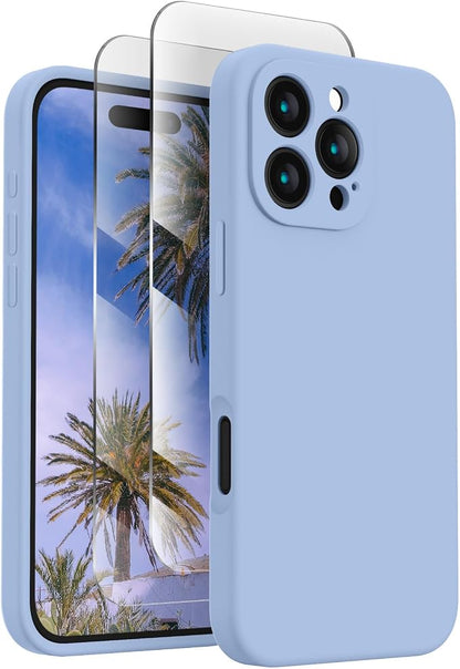 FireNova Designed for iPhone 16 Pro Max Case, Silicone Upgraded [Camera Protection] Phone Case, Soft Anti-Scratch Microfiber Lining Inside, 2024, Light Blue